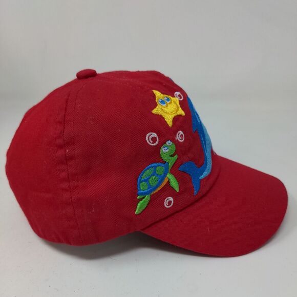 Kid Tees Baby Hat Red Stretchy Embroidered Sea Ocean Creatures Dolphin - Picture 4 of 8
